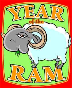 Personal project for the last Year of the Ram. Large horned sheep with the text Year of the Ram